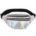 thumbnail image 1 of Banana Bag Bolso Holográfico Neutro para Mujer Bolso con Cinturón de PU con Múltiples Bolsillos Extraíble para la Ciudad Bolso de Viaje Brillante Informal o para Senderismo Plata, 1 of 4