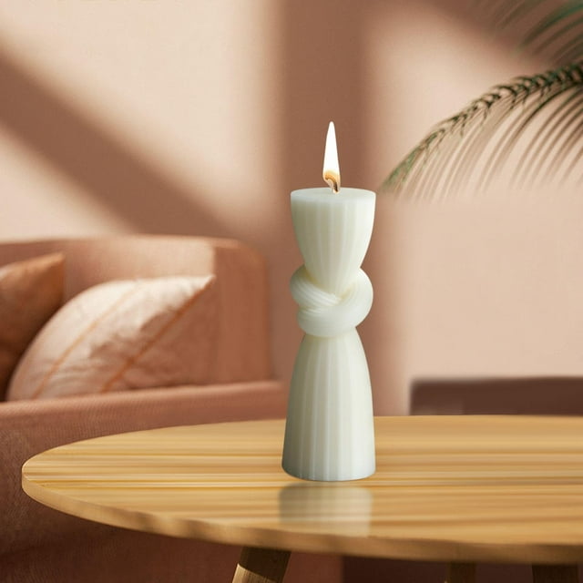 onlyliua ¡ ¡Ofertas Del Día! ¡Liquidación! Vela de Aromaterapia con Líneas Geométricas Nórdicas En Forma de Columna, Grande, Color Blanco