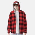 thumbnail image 3 of Picia Buffalo Plaid Red Black Women's Men's UPF 50+ Sun Protection Hoodie Shirt Long Sleeve SPF Fishing Outdoor UV Hiking Lightweight Shirts-3X-Large, 3 of 9