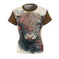 thumbnail image 6 of Highland Cow with Flowers Brown Women's AOP Cut & Sew Tee Size: XS-2XL, 6 of 6