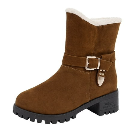 

Boots Women S Belt Buckle Suede Cotton Velvet Warm Snow