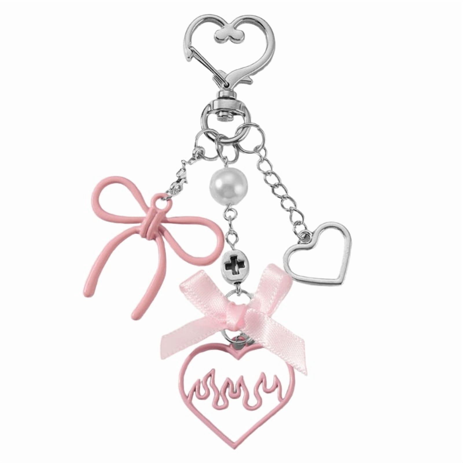 Sparkly Cherry Keychain & Bag Charm - Bling Rhinestone Metal Purse Accessory, Set Of 1