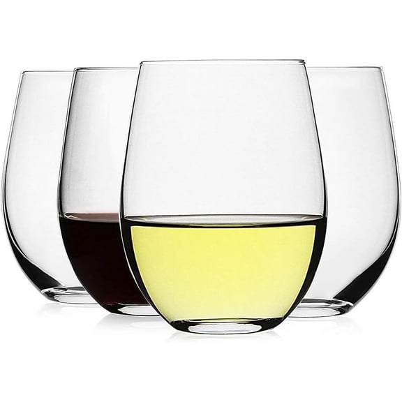Stemless es(Set of 4)-20 oz,Crystal Wine Cups for Red or White Wine,Large Water Juice Glasses,No Stem Glass Beverage Cups,Clear Drinking Tumblers Any Occasion