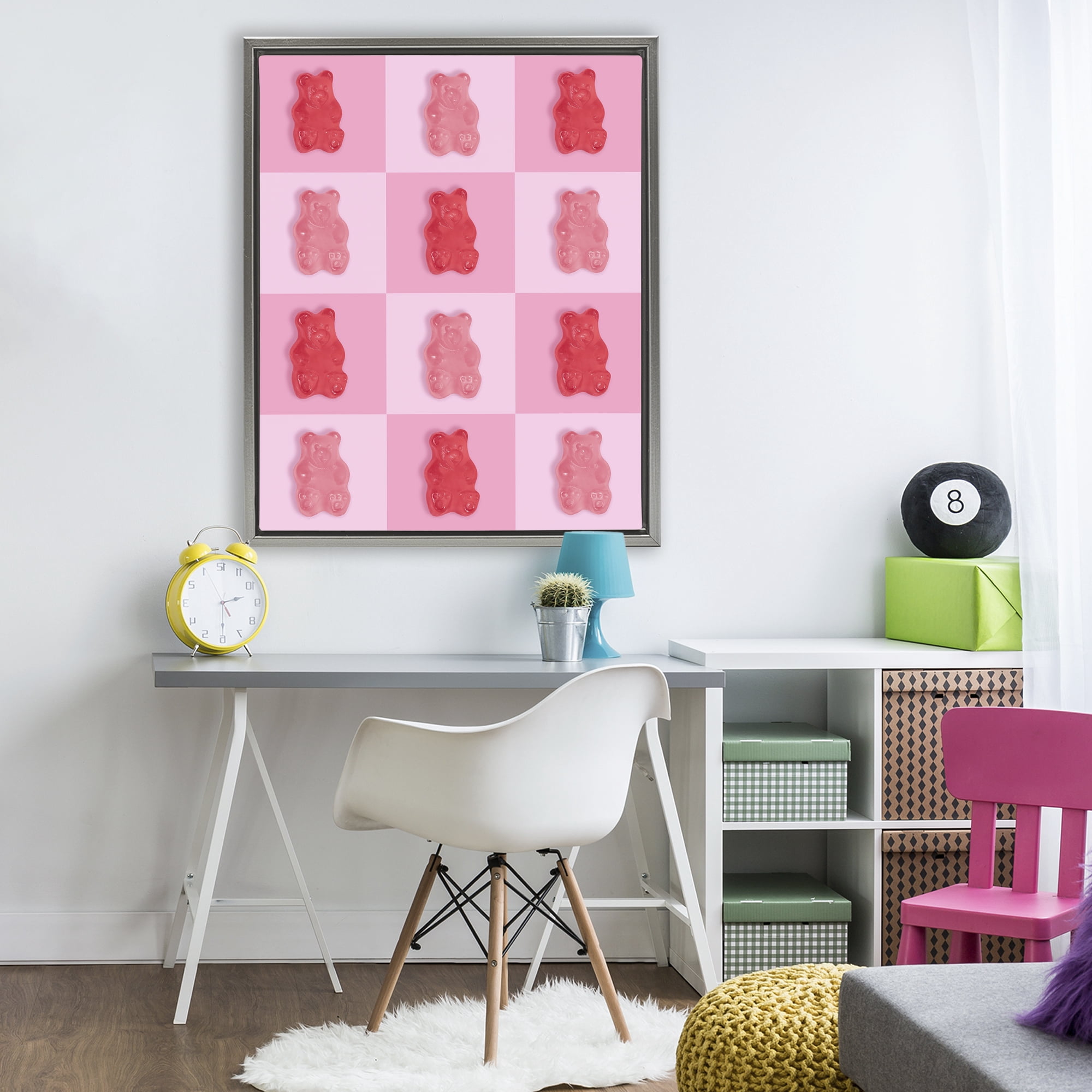 Stupell Industries Pink & Red Candy Bears Gray Framed Floater Canvas Wall Art, design by LISH Creative
