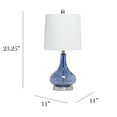 thumbnail image 3 of Elegant Designs 23.25" Modern Timeless Colored Dimpled Glass Endtable Bedside Table Desk Lamp with White Fabric Tapered Drum Shade, Dark Blue, 3 of 5
