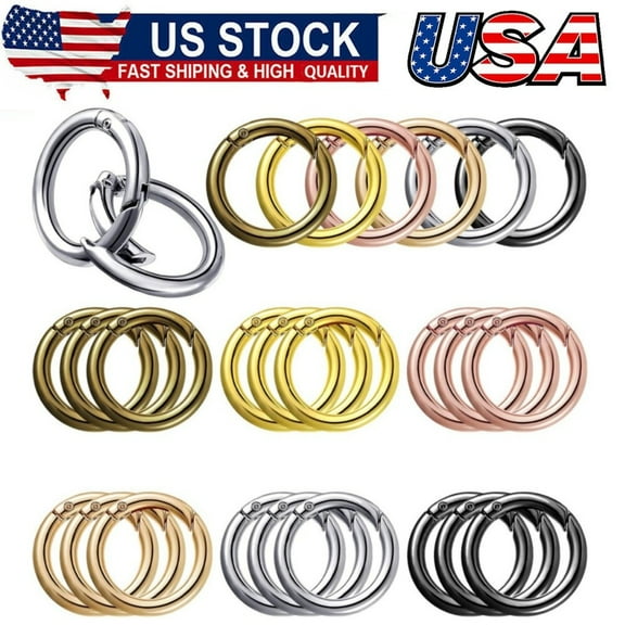 18 Pcs Spring O Rings Alloy Round Clips Circle Trigger Spring O Ring 35mm Snap Buckle Clasp Rings Keyring Hook Snap Clip for Keychains Bags Purses Handbags DIY Crafts, 6 Colors