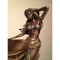 thumbnail image 3 of 10.25 Inch Bronze Hue Oval Shell Bowl Mermaid at Each end Blue Accents, 3 of 3