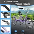 thumbnail image 3 of MOONCOOL Adult Tricycles 7 Speed, 20/24/26 inch 3 Wheel Bikes, Three-Wheeled Bicycles Cruise Trike with Shopping Basket for Seniors, Women, Men, Teenager, 3 of 7