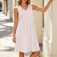 thumbnail image 5 of XuJwPNcy Womens Summer Dresses Sleeveless Striped Knee Length Dress with Pockets V Neck Comfortable Soft Dresses for Women, 5 of 7