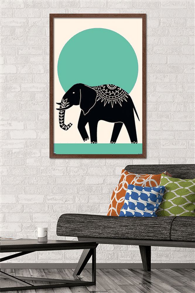 Ink Elephant Wall Poster, 22.375" x 34", Framed