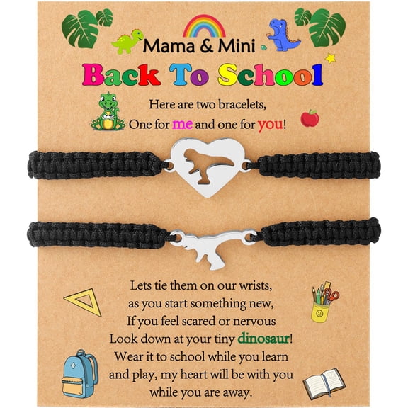 APSVO First Day of Kindergarten Back to School Jewelry Gifts Mommy and Me Dinosaur Matching Bracelets Set Supplies Stuff Accessory Ideas Daughter Son Granddaughter