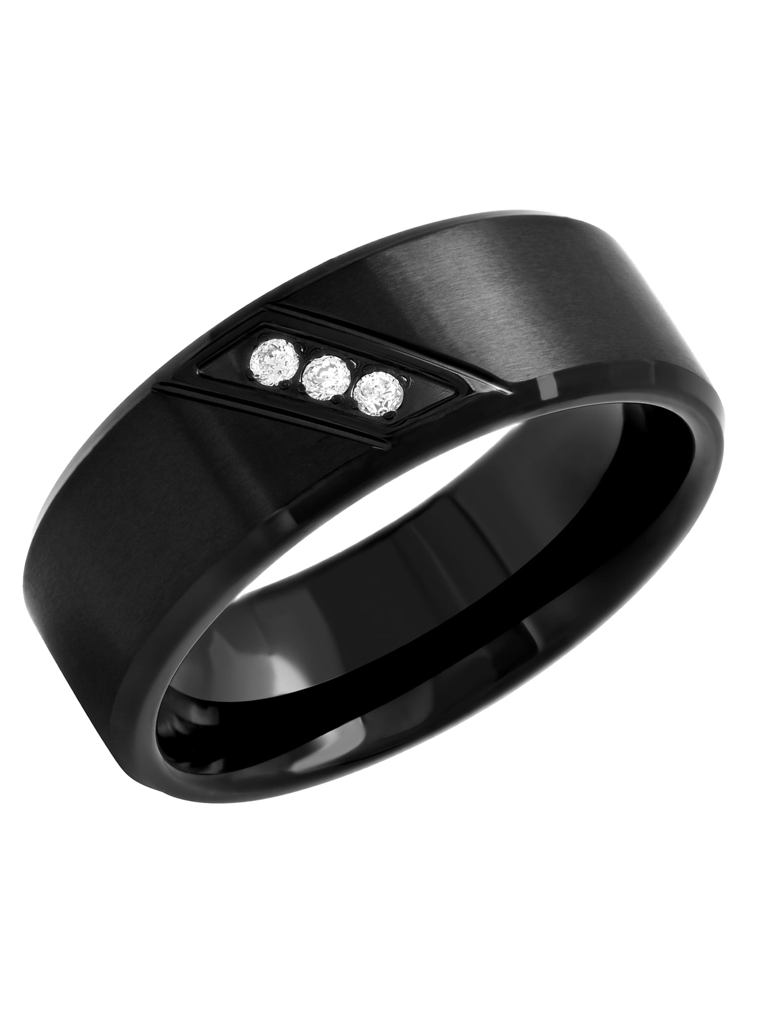 Brilliance Fine Jewelry - Men's Black Stainless Steel Diamond Accent Black Stainless Steel Wedding Band