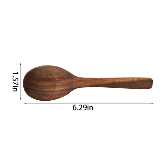Wooden Soup Ladle, 16cm Wooden Serving Spoon, Japanese Style Long Handle Table Spoon for Eating Mixing Stirring, Acacia Wood Kitchen Utensil