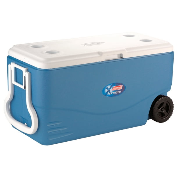 Coleman 100-Quart Xtreme 5-Day Heavy-Duty Cooler with Wheels, Blue 36.5 x  16.75 x 17.19 inches