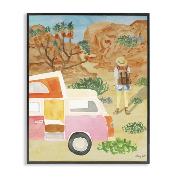 Stupell Industries Eclectic Mojave Desert Road Trip Black Framed Giclee Art, 11 x 14, by Hillary Holt