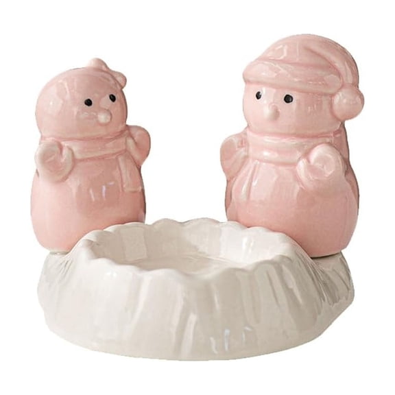 ZMKIAG Ceramic Snowman Candle Holder - Festive Candlestick Holders for Christmas Table Centerpiece - Winter Themed Candle Stand for Holiday Home Decor, 1-Piece Snowman Decor