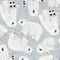 Timeless Treasures Polar Bears Kidz Grey 100% Cotton Fabric sold by the yard