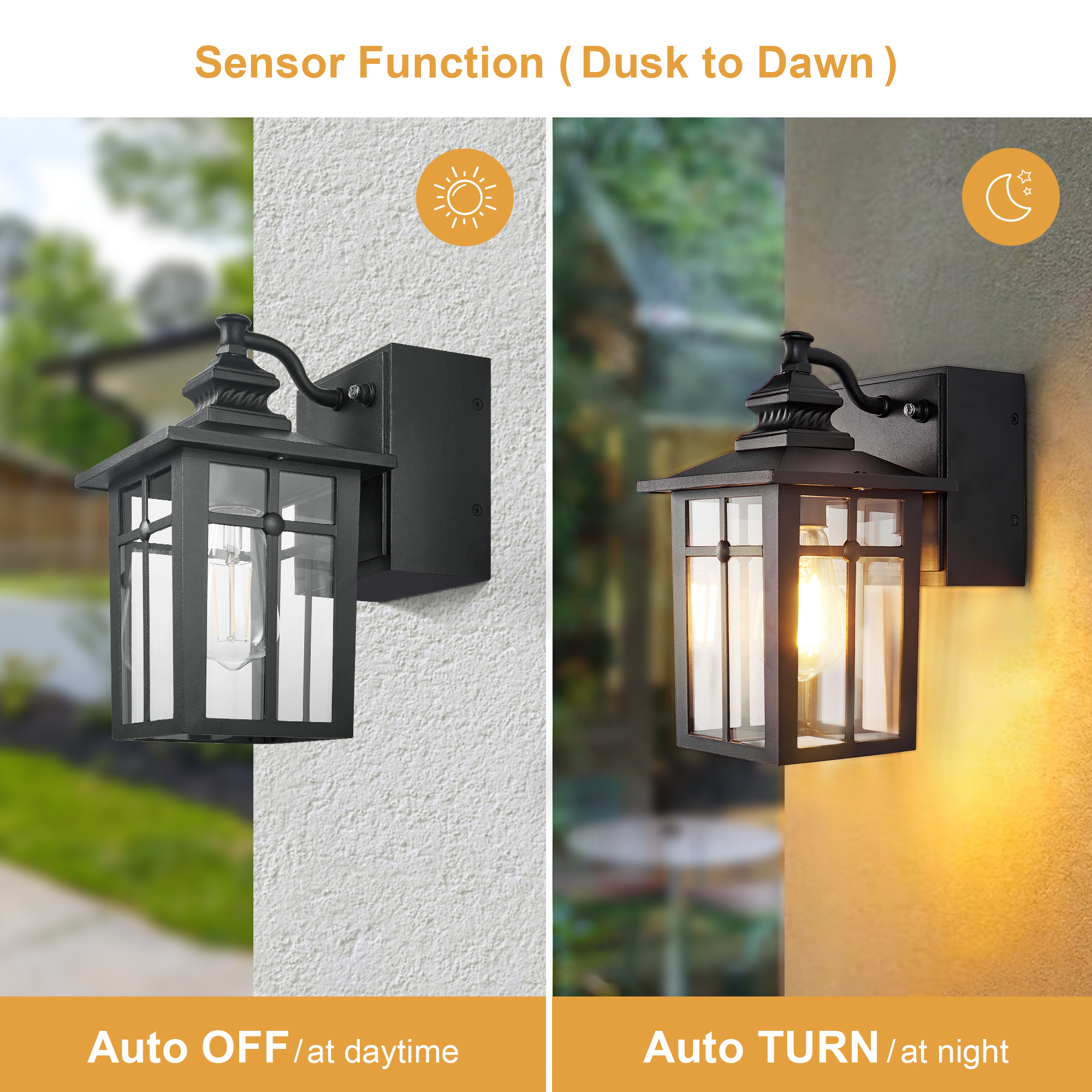 SIEPUNK Porch Light with Outlet, Dusk to Dawn Outdoor Light with GFCI  Outlet, Anti-Rust Outdoor Wall Lantern Exterior Light Fixture, Outside  Lights for House Front Door Patio Garage, Bulb Included