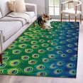 thumbnail image 5 of Area Rug 48×72in, Retro Peacock Texture Pattern Floor Carpet Living Room Rug, Green Blue Non-Slip Welcome Mat Indoor Rugs for Bedroom Dining Room, 5 of 9