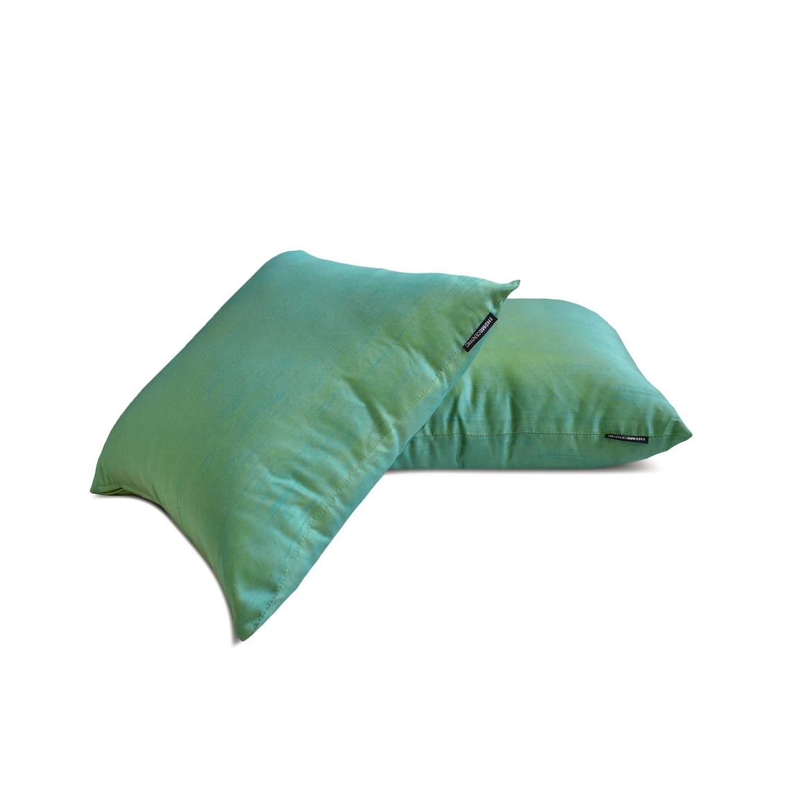 Aqua Luxury Lumbar Pillow Cover 20"x26" | Pack of 2 Modern Art Silk Oblong Euro Shams | Solid & Two Tone Silk Pillowcases for Bed, Couch & Sofa, Modern Home Décor - Aqua Yellow Luxury