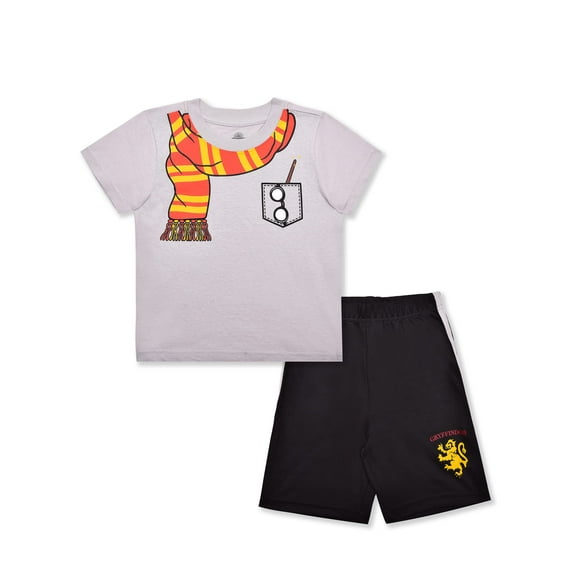 Warner Bros Boy's 2-Piece Harry Potter Tee Shirt and Taped Short Set, Grey, 7