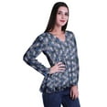 thumbnail image 3 of Moomaya Empire Waist Top Printed Dress V-Neck Full Sleeve Tunic Peplum Top For Women, 3 of 6