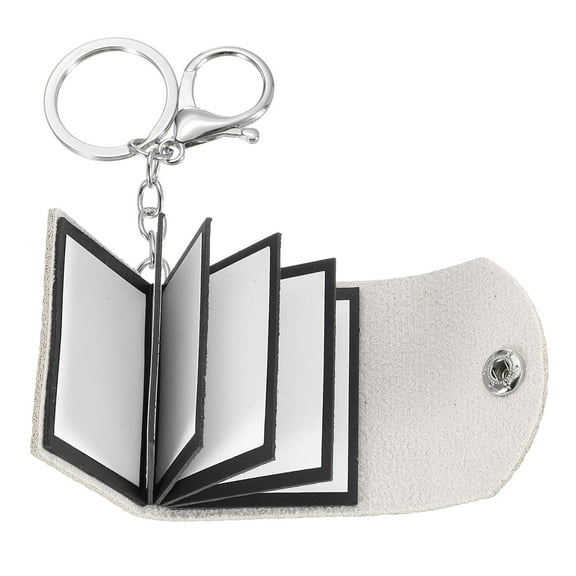 2Pcs Personalized Leather Mini Photo Album Keychain with 10 Pictures, Beige