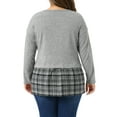 thumbnail image 3 of Agnes Orinda Women's Plus Size Tops Patchwork Peplum Plaid Crew Neck Long Sleeve T Shirt Casual Basic Blouse 3X Grey, 3 of 6