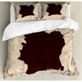 thumbnail image 1 of Ivory Coast Duvet Cover Set Queen Size, Grunge Style Old Map with Crumpled Paper Look Country Silhouette, Decorative 3 Piece Bedding Set with 2 Pillow Shams, Dark Brown Pale Mustard, by Ambesonne, 1 of 3