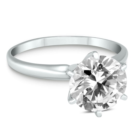 SZUL - Women's 1 Carat Diamond Solitaire Ring in 14K White Gold (H-I Color, I1-I2 Clarity)