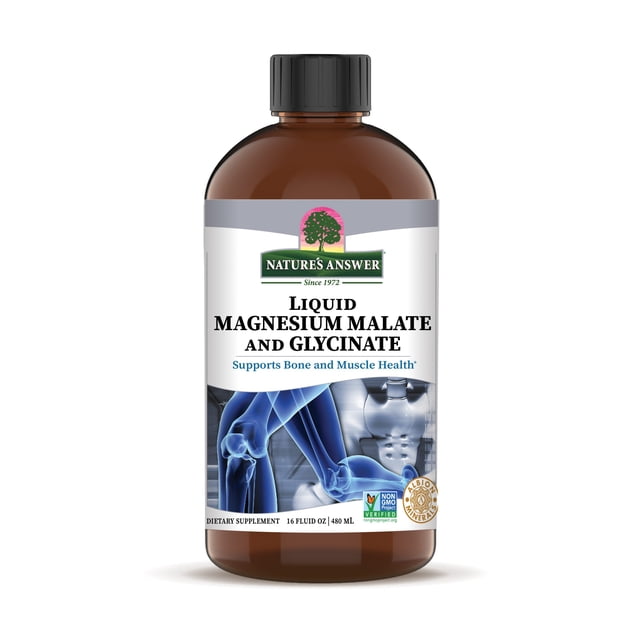 Líquido de Glicinato y Malate de Magnesio Nature's Answer 480 ml Suplemento para el Apoyo Cardiovascular