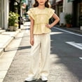 thumbnail image 5 of Amidoa Girls Summer Outfit Sets 2 Piece T-Shirt Short Sleeve and Casual Pants Set Kids Clothing Sets Yellow Size 5T, 5 of 5