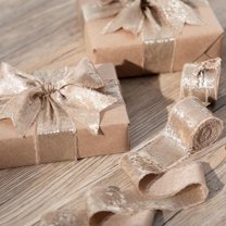 Hmgxay Flash Bronzing Chiffon Ribbon, Hand Tear Raw Silk Ribbon for Decorations, Frayed Edge Luxury Ribbon for Weddings and Christmas, Versatile Crafting Ribbon for Gift Wrapping(Khaki)