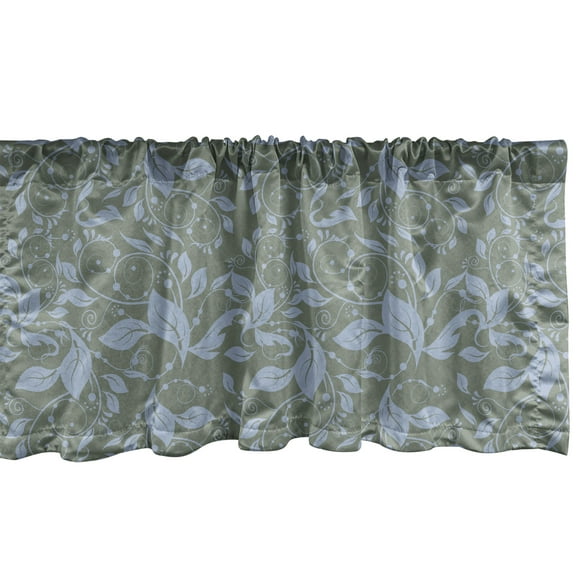 Ambesonne Leaves Window Valance, Wrapping Style Abstract Leaf, 54" X 18", Ceil Blue Reseda Green