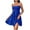 Blue, variant on WIZUTIZ Sundresses for Women 2025 Stylish Swing High Rise Mini Dress Solid Vacation Dress Round Neck Sleeveless Vacation Dress for Ladies Tunic Spaghetti Strap Casual Beach Dress Blue L