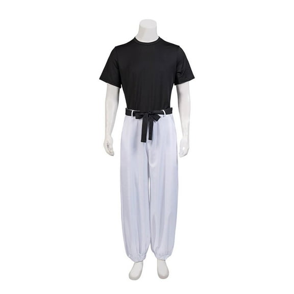 Men's Sleek Fushiguro Toji Black Combat Uniform Set Adult Men Black Short Sleeve Top Pants Suit Uniform Outfits
