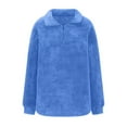 thumbnail image 6 of Women'S Plush Half Zip Stand Collar Sweatshirt Comfortable Pullover Long Sleeve Top Autumn and Winter Blue M, 6 of 9