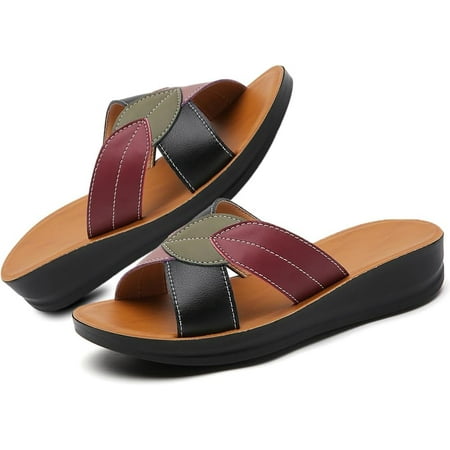 Women s Platform Sandals Slip on Summer Outdoor Slides Slippers Shoes Casual Fashion Platform Wedge Sandals for Ladies