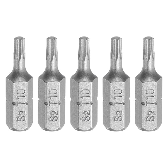 Uxcell 5pcs 1/4" Hex Shank T10 Head 1" Length S2 Torx Screwdriver Bit