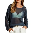 thumbnail image 5 of Qingpeng Womens Crochet Hollow Out Tops Summer Long Sleeve Cover Ups Fashion Fall Casual Outfits Streetwear for Women, 5 of 9