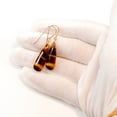 thumbnail image 2 of 14k Yellow Gold Tiger's Eye Earrings Golden Long Large Faceted Teardrops Shimmery Striping Spyglass Designs, 2 of 5
