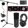 Focusrite Scarlett 2i2 4th Generation 2-in 2-out USB Audio Interface with Mackie Large-Diaphragm Microphone Package