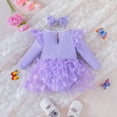 thumbnail image 2 of IBTOM CASTLE Newborn Baby Girls Butterfly Tutu Dress Long Sleeve Romper Tutu Skirt + Headband 2PCS Winter Fall Clothes 12-18 Months Purple, 2 of 7