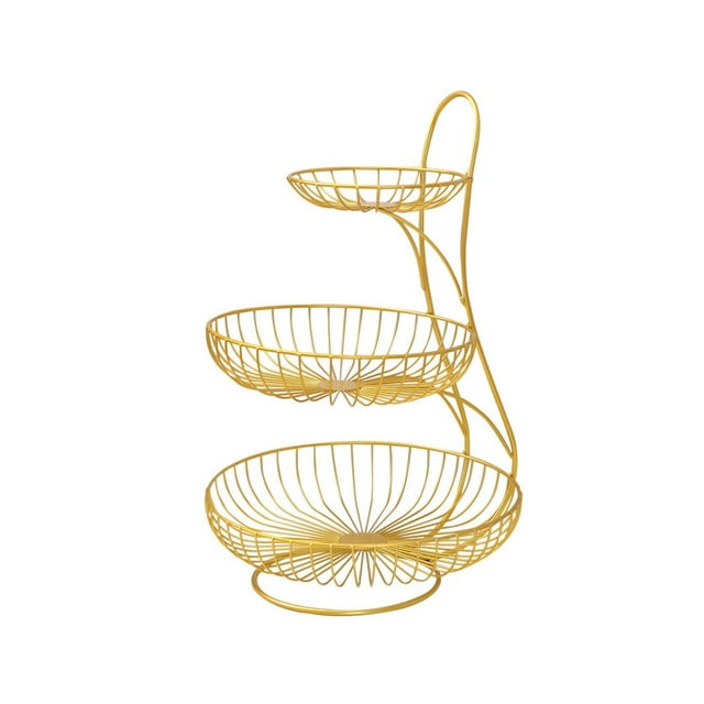 1Pc Iron Living Room Fruit Basket 3-Tier Exquisite Fruit Storage Basket