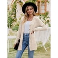 thumbnail image 5 of Women'S 2025 Fall Fashion Cardigan Soft Knit Cardigan for Women Long Sleeve Open Front Coat with Pockets Apricot XXL, 5 of 9