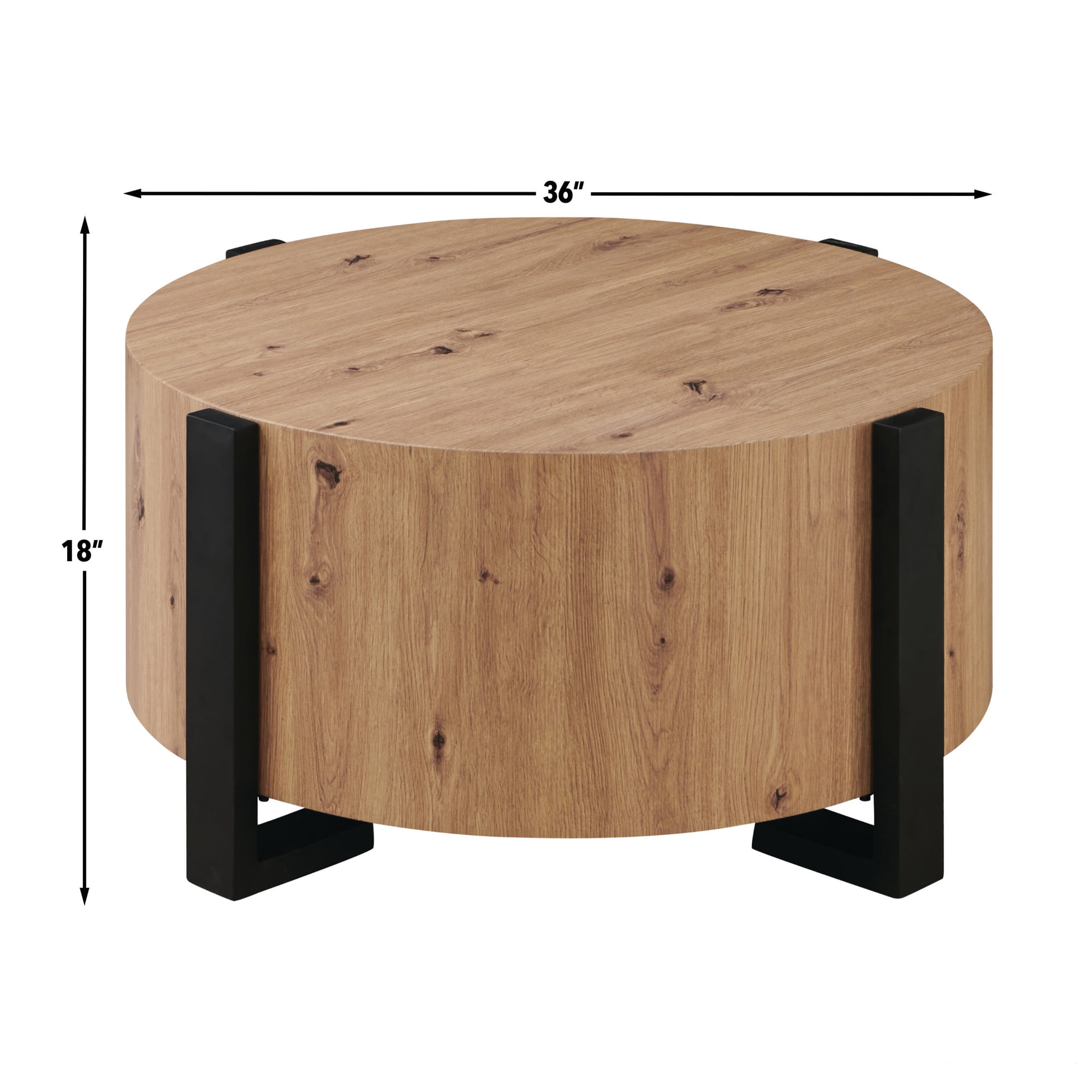 Steve Silver Darcie Modern 36" Round Wood Coffee Table, Natural Brown