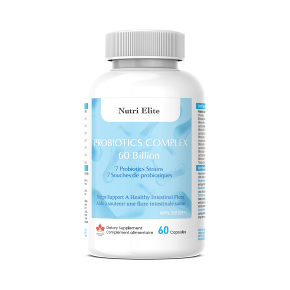 Nutri Elite Complexe Probiotique 60 Milliards d'UFC avec 7 Souches – Soutient la Santé Intestinale