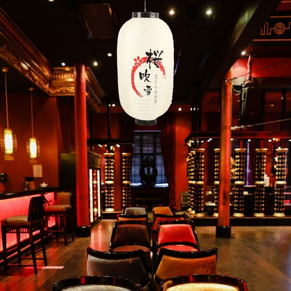 BRIGHTFUFU Lanterns Decorative Outdoor White Silk 1Pcs 17.68X9.82X9.82in for Bar Party Atmosphere