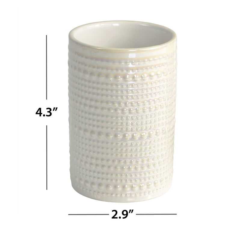 Mainstays Pearlescent Toothbrush Holder, Embossed Ceramic with