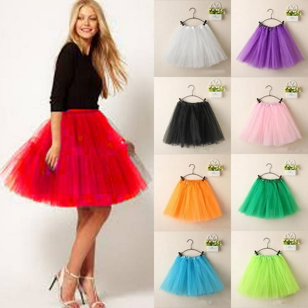 Falda de tul para mujer, estilo vintage, para ballet, para adultos, para bodas, de princesa, minifalda de 3 capas, minivestido